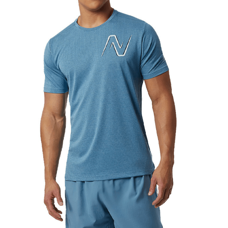 Running T-Shirt - Men’s New Balance Graphic Impact Run Short Sleeve Blue
