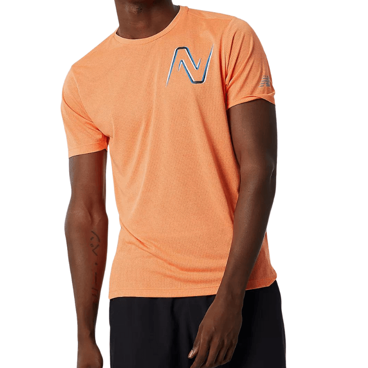 Running T-Shirt - Men’s New Balance Graphic Impact Run Short Sleeve Orange